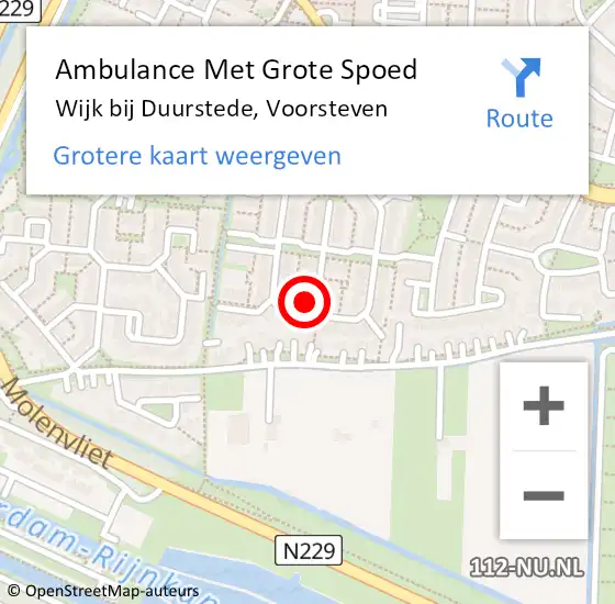 Locatie op kaart van de 112 melding: Ambulance Met Grote Spoed Naar Wijk bij Duurstede, Voorsteven op 11 september 2017 13:43