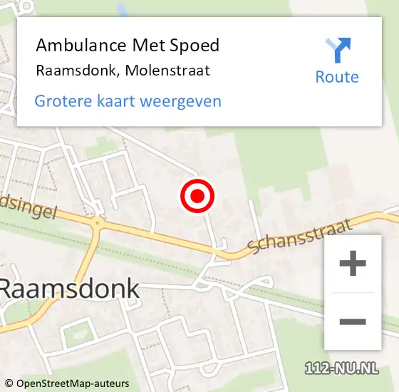 Locatie op kaart van de 112 melding: Ambulance Met Spoed Naar Raamsdonk, Molenstraat op 11 september 2017 13:58