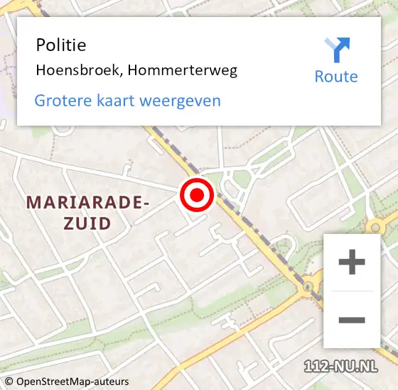 Locatie op kaart van de 112 melding: Politie Hoensbroek, Hommerterweg op 11 september 2017 14:14