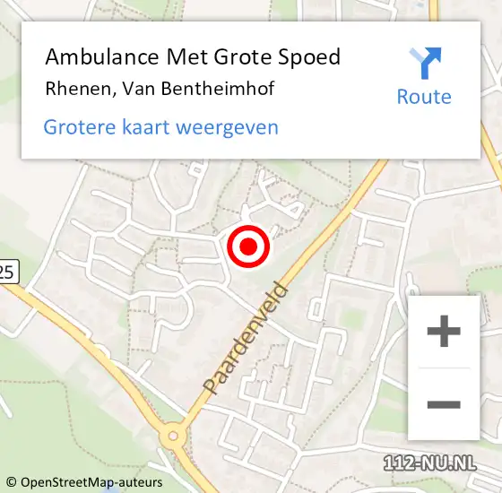 Locatie op kaart van de 112 melding: Ambulance Met Grote Spoed Naar Rhenen, Van Bentheimhof op 11 september 2017 16:20