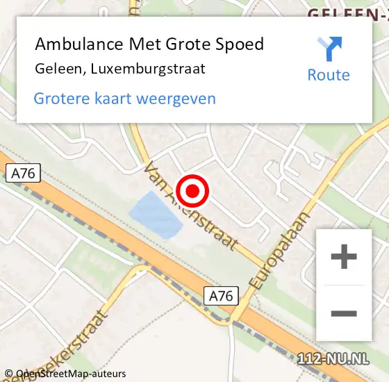 Locatie op kaart van de 112 melding: Ambulance Met Grote Spoed Naar Geleen, Luxemburgstraat op 1 februari 2014 09:08