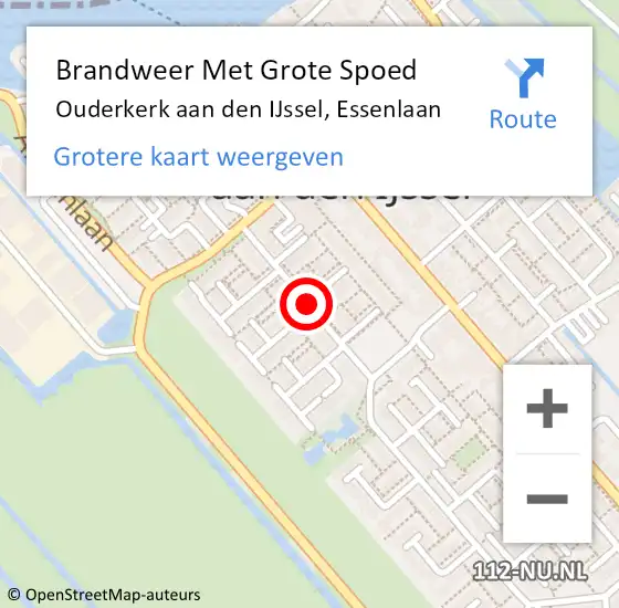 Locatie op kaart van de 112 melding: Brandweer Met Grote Spoed Naar Ouderkerk aan den IJssel, Essenlaan op 11 september 2017 17:16