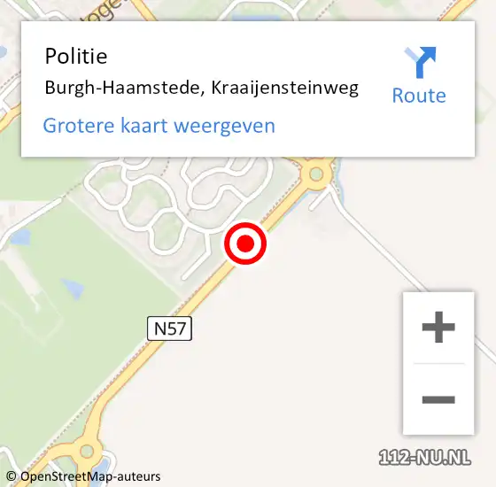 Locatie op kaart van de 112 melding: Politie Burgh-Haamstede, Kraaijensteinweg op 11 september 2017 17:24