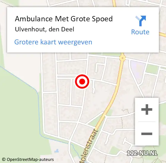 Locatie op kaart van de 112 melding: Ambulance Met Grote Spoed Naar Ulvenhout, den Deel op 11 september 2017 17:28