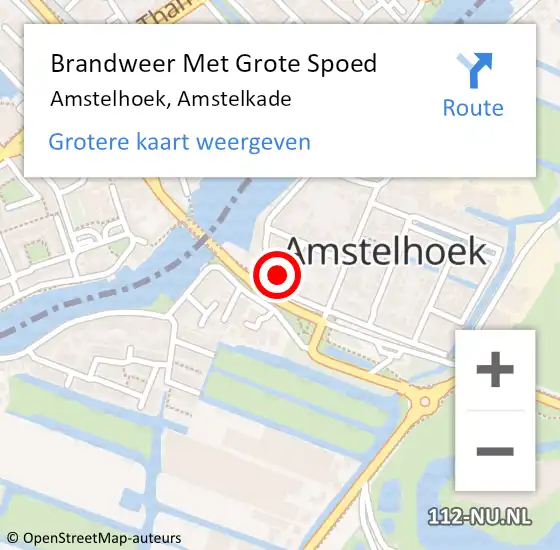 Locatie op kaart van de 112 melding: Brandweer Met Grote Spoed Naar Amstelhoek, Amstelkade op 11 september 2017 19:30