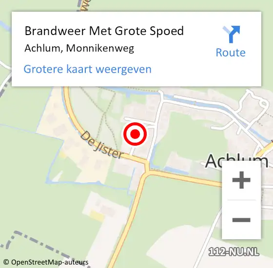 Locatie op kaart van de 112 melding: Brandweer Met Grote Spoed Naar Achlum, Monnikenweg op 11 september 2017 19:32