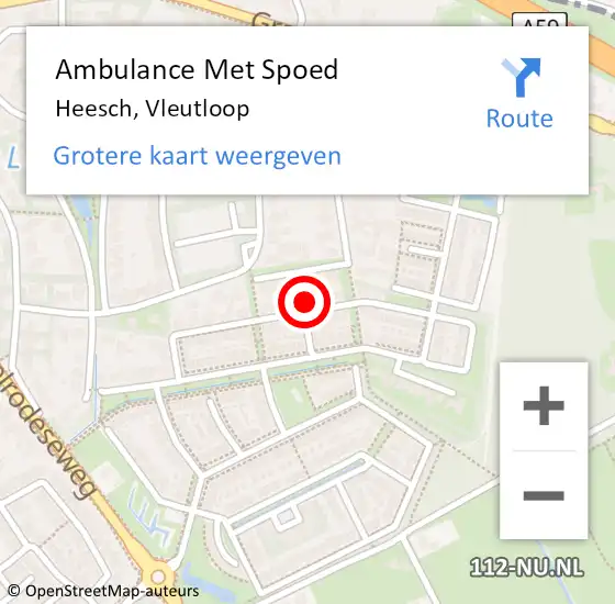 Locatie op kaart van de 112 melding: Ambulance Met Spoed Naar Heesch, Vleutloop op 11 september 2017 19:46