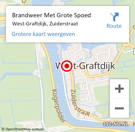 Locatie op kaart van de 112 melding: Brandweer Met Grote Spoed Naar West-Graftdijk, Zuiderstraat op 11 september 2017 19:52