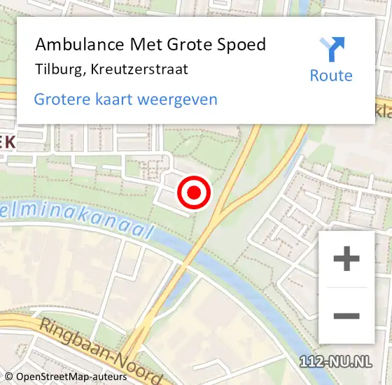 Locatie op kaart van de 112 melding: Ambulance Met Grote Spoed Naar Tilburg, Kreutzerstraat op 11 september 2017 20:45