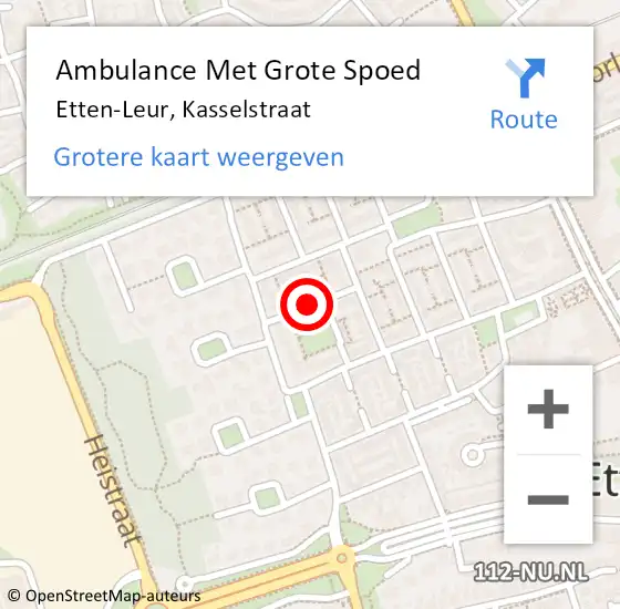 Locatie op kaart van de 112 melding: Ambulance Met Grote Spoed Naar Etten-Leur, Kasselstraat op 1 februari 2014 09:46