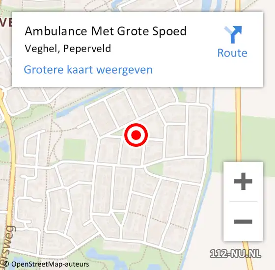 Locatie op kaart van de 112 melding: Ambulance Met Grote Spoed Naar Veghel, Peperveld op 11 september 2017 21:27