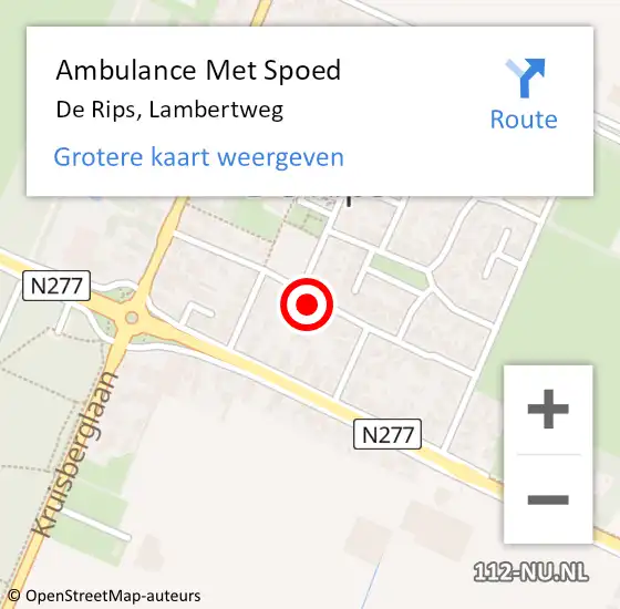 Locatie op kaart van de 112 melding: Ambulance Met Spoed Naar De Rips, Lambertweg op 11 september 2017 22:12