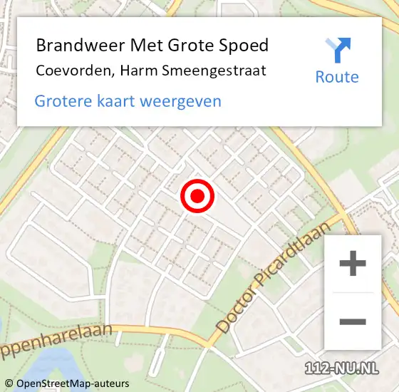 Locatie op kaart van de 112 melding: Brandweer Met Grote Spoed Naar Coevorden, Harm Smeengestraat op 11 september 2017 22:41