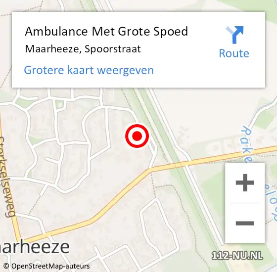 Locatie op kaart van de 112 melding: Ambulance Met Grote Spoed Naar Maarheeze, Spoorstraat op 11 september 2017 22:58