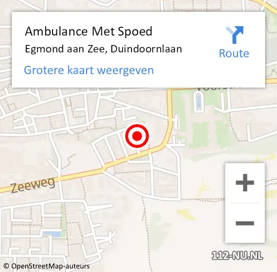 Locatie op kaart van de 112 melding: Ambulance Met Spoed Naar Egmond aan Zee, Duindoornlaan op 11 september 2017 23:03