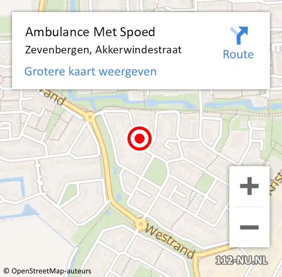 Locatie op kaart van de 112 melding: Ambulance Met Spoed Naar Zevenbergen, Akkerwindestraat op 11 september 2017 23:51