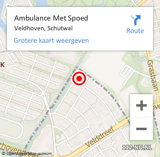 Locatie op kaart van de 112 melding: Ambulance Met Spoed Naar Veldhoven, Schutwal op 12 september 2017 00:40