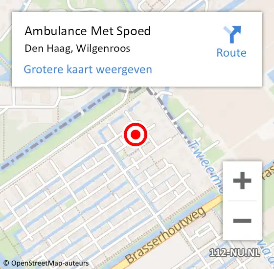 Locatie op kaart van de 112 melding: Ambulance Met Spoed Naar Den Haag, Wilgenroos op 12 september 2017 00:52