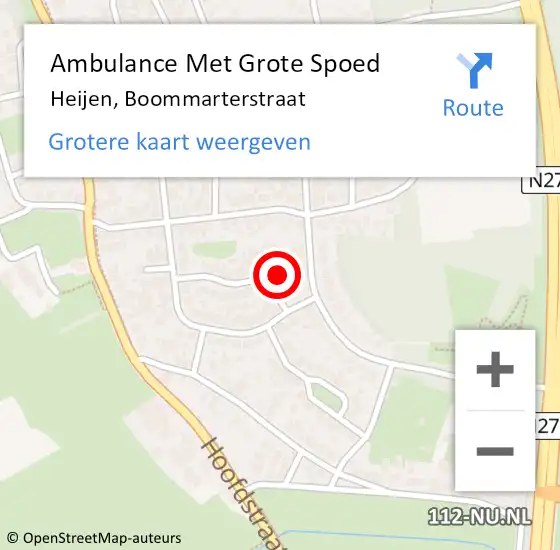 Locatie op kaart van de 112 melding: Ambulance Met Grote Spoed Naar Heijen, Boommarterstraat op 12 september 2017 01:36