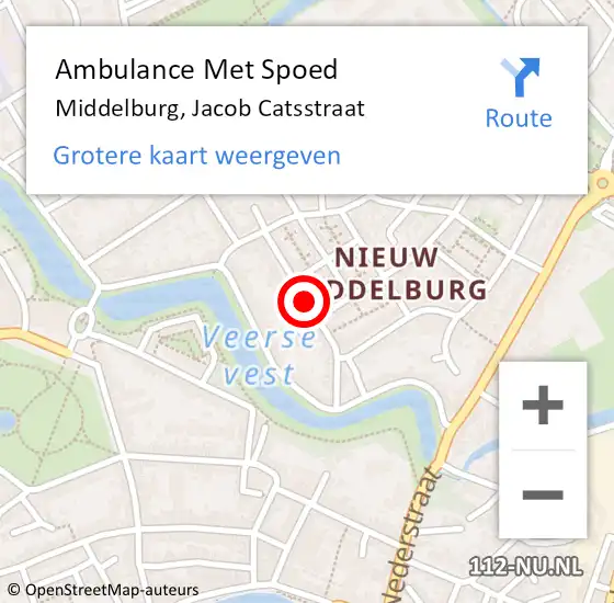 Locatie op kaart van de 112 melding: Ambulance Met Spoed Naar Middelburg, Jacob Catsstraat op 12 september 2017 02:05
