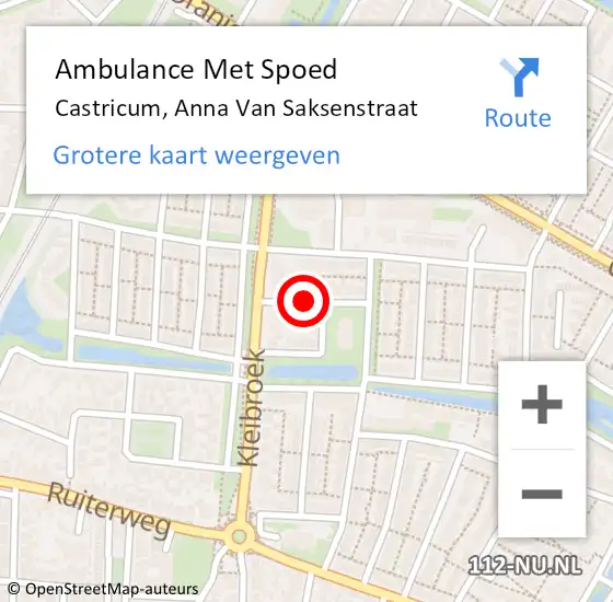 Locatie op kaart van de 112 melding: Ambulance Met Spoed Naar Castricum, Anna Van Saksenstraat op 12 september 2017 03:11