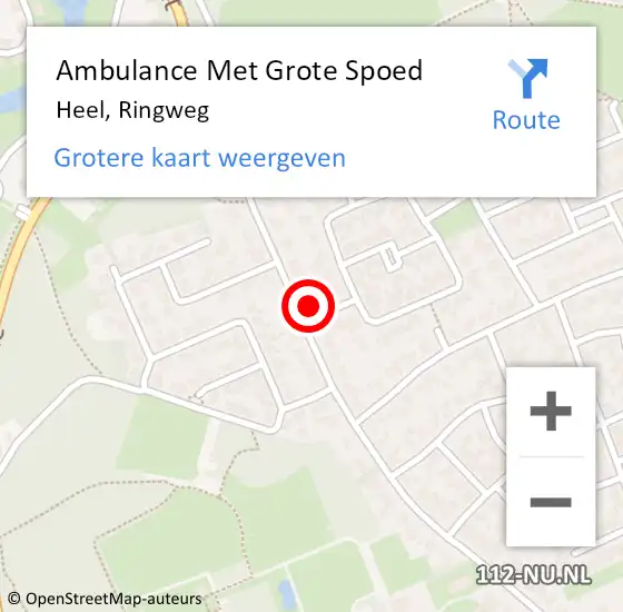 Locatie op kaart van de 112 melding: Ambulance Met Grote Spoed Naar Heel, Ringweg op 12 september 2017 04:14