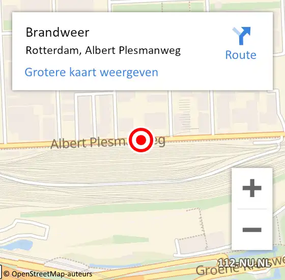 Locatie op kaart van de 112 melding: Brandweer Rotterdam, Albert Plesmanweg op 12 september 2017 05:48