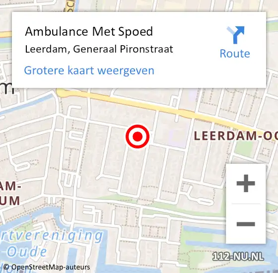 Locatie op kaart van de 112 melding: Ambulance Met Spoed Naar Leerdam, Generaal Pironstraat op 12 september 2017 06:44