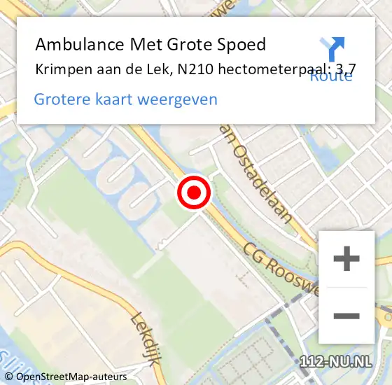 Locatie op kaart van de 112 melding: Ambulance Met Grote Spoed Naar Krimpen aan den IJssel, Roosweg op 12 september 2017 07:42
