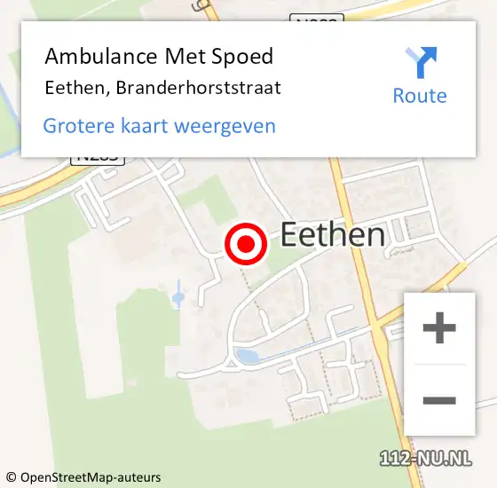 Locatie op kaart van de 112 melding: Ambulance Met Spoed Naar Eethen, Branderhorststraat op 12 september 2017 08:13