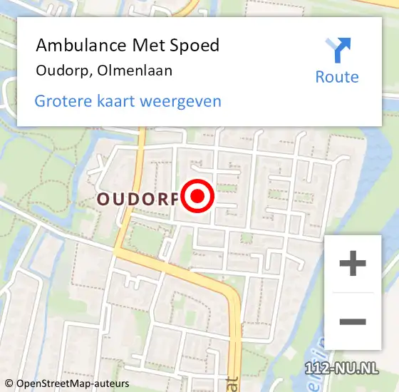 Locatie op kaart van de 112 melding: Ambulance Met Spoed Naar Oudorp, Olmenlaan op 12 september 2017 08:17