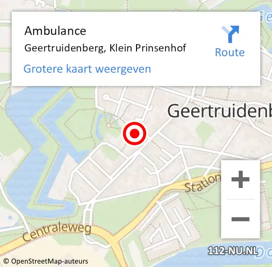 Locatie op kaart van de 112 melding: Ambulance Geertruidenberg, Klein Prinsenhof op 12 september 2017 08:29
