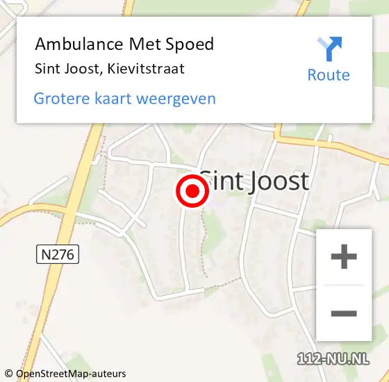 Locatie op kaart van de 112 melding: Ambulance Met Spoed Naar Sint Joost, Kievitstraat op 1 februari 2014 10:28