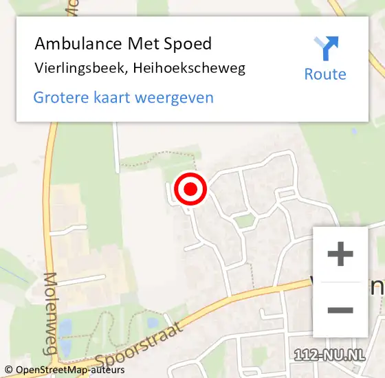 Locatie op kaart van de 112 melding: Ambulance Met Spoed Naar Vierlingsbeek, Heihoekscheweg op 12 september 2017 09:23