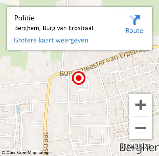 Locatie op kaart van de 112 melding: Politie Berghem, Burg van Erpstraat op 12 september 2017 09:55