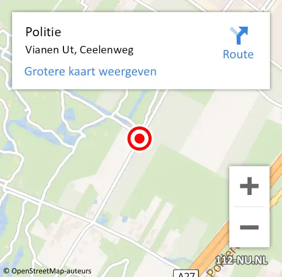 Locatie op kaart van de 112 melding: Politie Vianen Ut, Ceelenweg op 12 september 2017 09:55