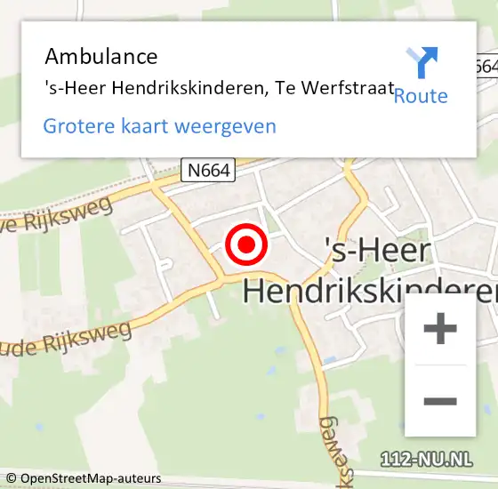 Locatie op kaart van de 112 melding: Ambulance 's-Heer Hendrikskinderen, Te Werfstraat op 12 september 2017 10:01