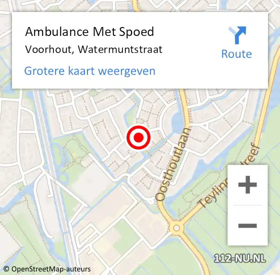 Locatie op kaart van de 112 melding: Ambulance Met Spoed Naar Voorhout, Watermuntstraat op 12 september 2017 10:06