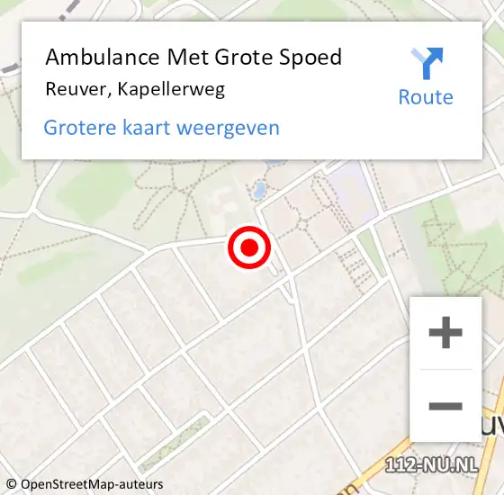 Locatie op kaart van de 112 melding: Ambulance Met Grote Spoed Naar Reuver, Kapellerweg op 1 februari 2014 10:40