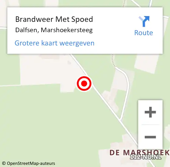 Locatie op kaart van de 112 melding: Brandweer Met Spoed Naar Dalfsen, Marshoekersteeg op 12 september 2017 10:44