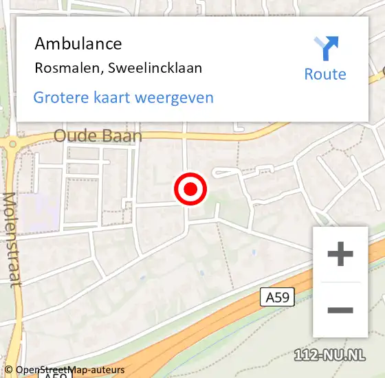 Locatie op kaart van de 112 melding: Ambulance Rosmalen, Sweelincklaan op 12 september 2017 11:25