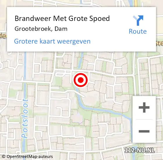 Locatie op kaart van de 112 melding: Brandweer Met Grote Spoed Naar Grootebroek, Dam op 12 september 2017 11:31