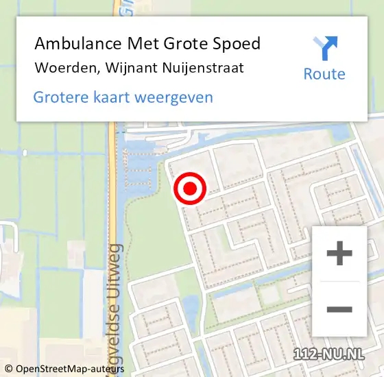 Locatie op kaart van de 112 melding: Ambulance Met Grote Spoed Naar Woerden, Wijnant Nuijenstraat op 12 september 2017 11:34