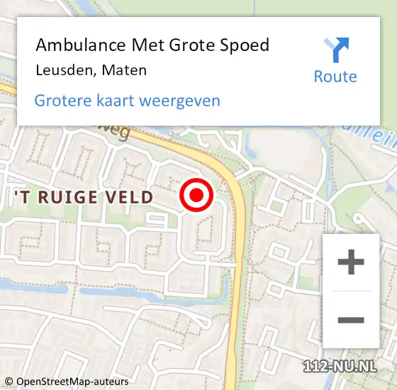 Locatie op kaart van de 112 melding: Ambulance Met Grote Spoed Naar Leusden, Maten op 12 september 2017 11:35