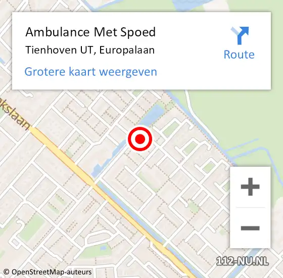 Locatie op kaart van de 112 melding: Ambulance Met Spoed Naar Tienhoven UT, Europalaan op 12 september 2017 12:21