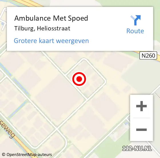 Locatie op kaart van de 112 melding: Ambulance Met Spoed Naar Tilburg, Heliosstraat op 12 september 2017 12:21