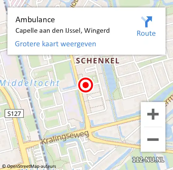 Locatie op kaart van de 112 melding: Ambulance Capelle aan den IJssel, Wingerd op 12 september 2017 12:24