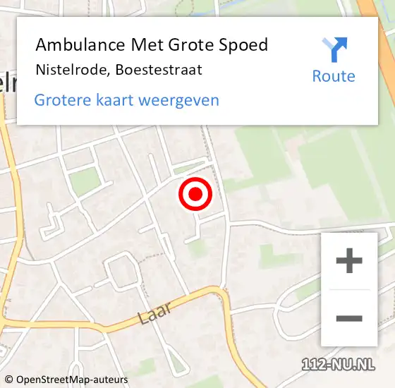 Locatie op kaart van de 112 melding: Ambulance Met Grote Spoed Naar Nistelrode, Boestestraat op 12 september 2017 12:38