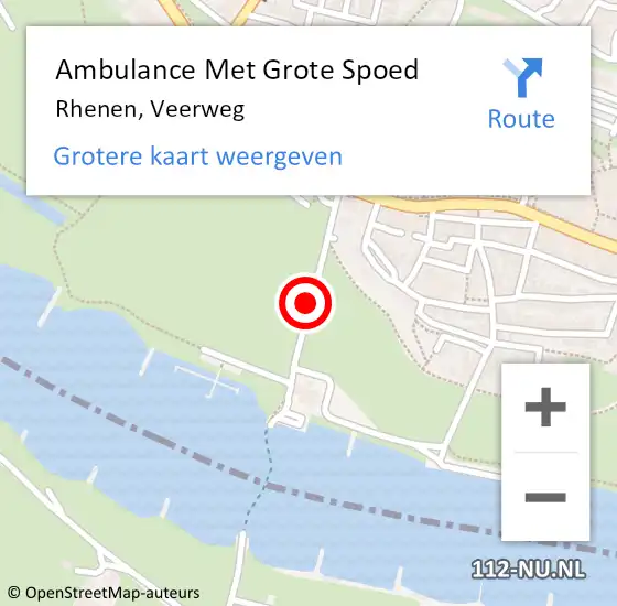 Locatie op kaart van de 112 melding: Ambulance Met Grote Spoed Naar Rhenen, Veerweg op 12 september 2017 12:57