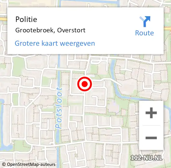 Locatie op kaart van de 112 melding: Politie Grootebroek, Overstort op 12 september 2017 13:00